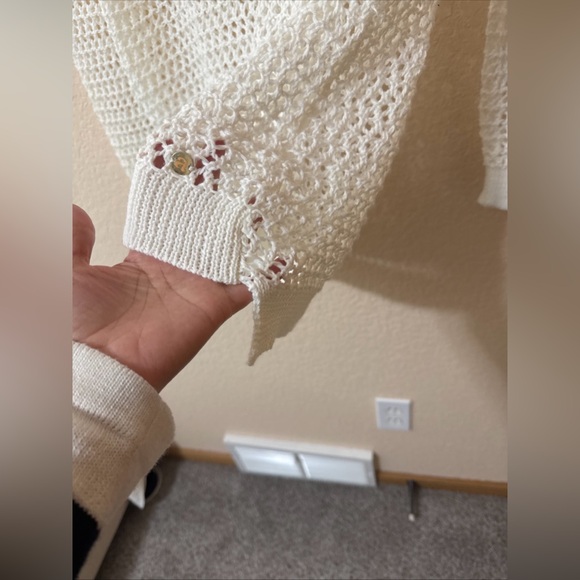 Artisans The Art of Apparel Sweater Sz L White Loose Open Knit Sheer Artsy - Picture 8 of 13